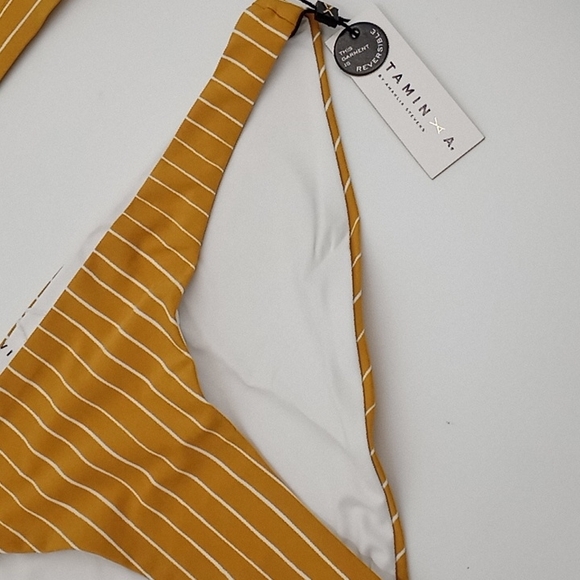 Sold! Vitamin A Neutra Triangle Top and Luciana Bottom Bikini Set Dorada Stripe - Picture 7 of 16